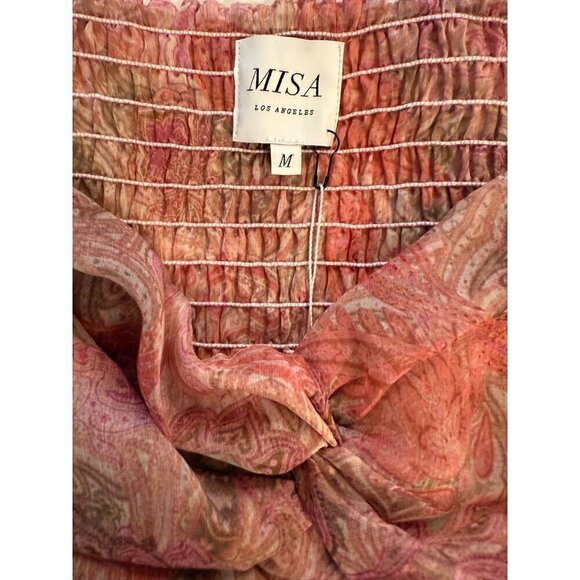NWT‎ Strapless Arianne Dress Misa Los Angeles Paisley Pink Chiffon Size M - Picture 16 of 16